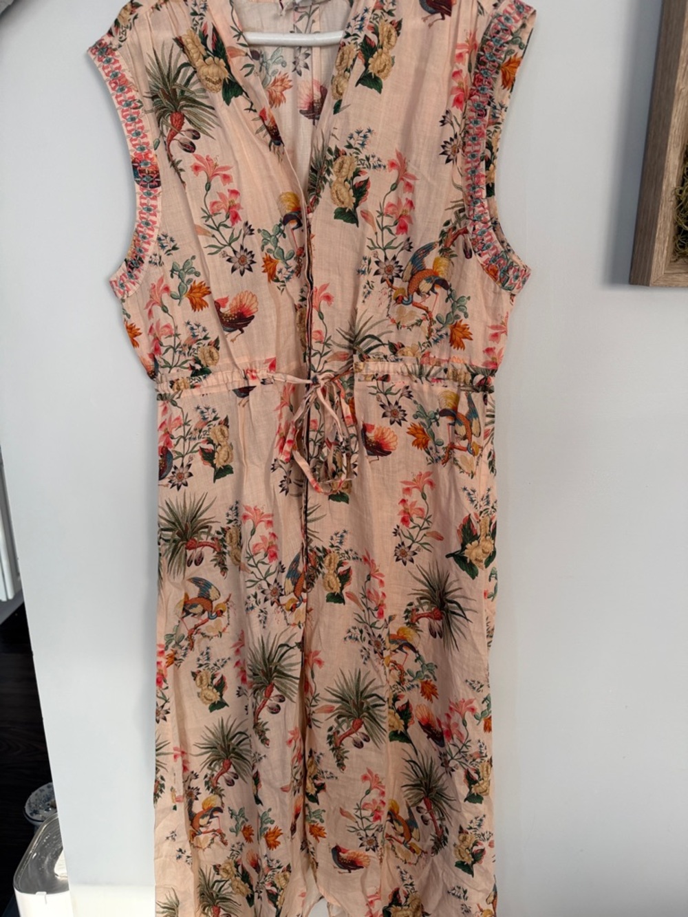 Johnny Was Workshop Floral Peach Midi Dress Embroidered sleeves size XL - Picture 15 of 15